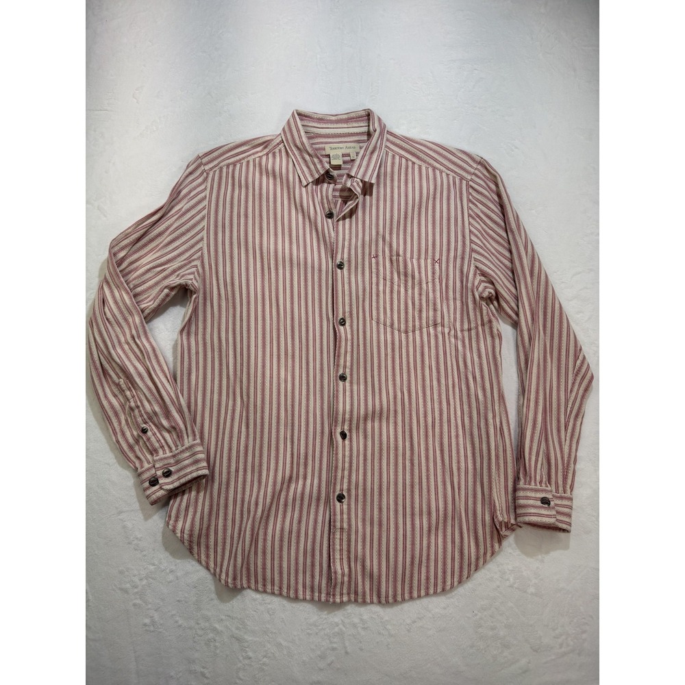 Territory Ahead Shirt Mens Large Red Striped Long Sleeve Button Up Casual Cotton